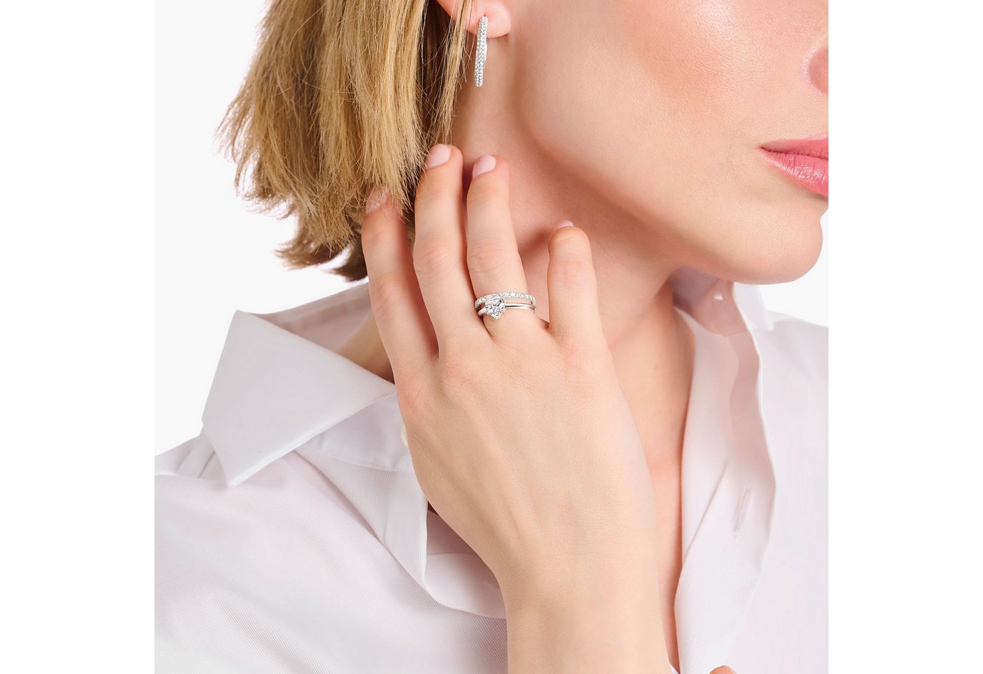 THOMAS SABO Fingerring Schmuck Silber 925 Ring in Herzform, mit Zirkonia (synth) – Bild 2 von 2