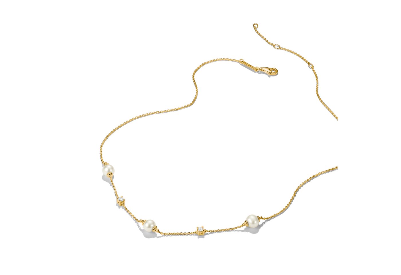 THOMAS SABO Kette mit Anhänger Kette mit Perlen gelbgoldfarben, mit Zirkonia (synth) - mit Süßwasserzuchtperle – Bild 2 von 4