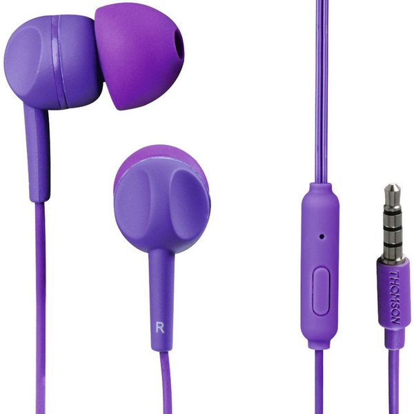 Thomson In-Ear Headset EAR3005PL 3,5mm Klinke Ohrhörer Smartphone-Headset (Mikrofon, 3,5mm, Mikrofon, Fernbedienung, Silikon-Ohrpolster, 3,5mm Klinken-Stecker)