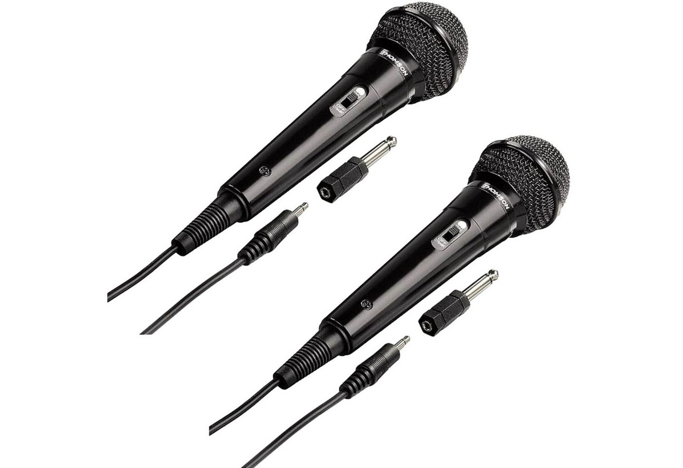 Thomson Mikrofon Set 2x Dynamisches Mikrofon kabelgebunden Schwarz (Set), 3m Kabel Party Veranstaltung DJ Mix Karaoke 3,5mm 6,35mm Stecker – Bild 4 von 5