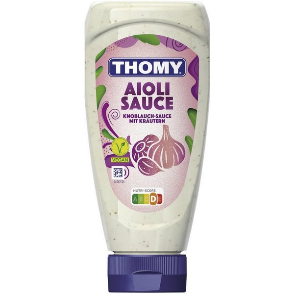 THOMY Grillsauce, Thomy Vegane Aioli Sauce Squeeze Knoblauchsauce Flasche 200ml