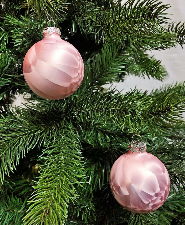 Thüringer Glasdesign Christbaumschmuck JACK 12x Glas Eislack Christbaumkugeln 6cm Thüringer Weihnachtskugeln, echt Glas, teilweise Handarbeit, inkl. praktischer – Bild 4 von 5