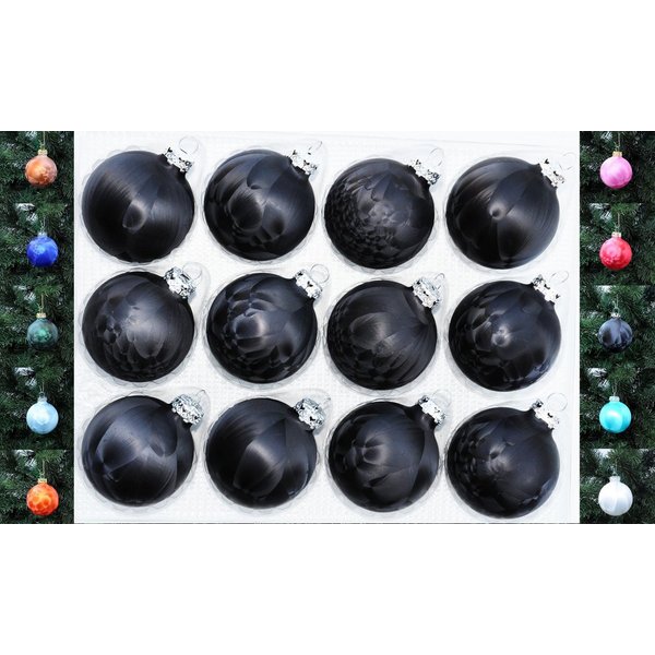 Thüringer Glasdesign Christbaumschmuck JACK 12x Glas Eislack Christbaumkugeln 6cm Thüringer Weihnachtskugeln, echt Glas, teilweise Handarbeit, inkl. praktischer