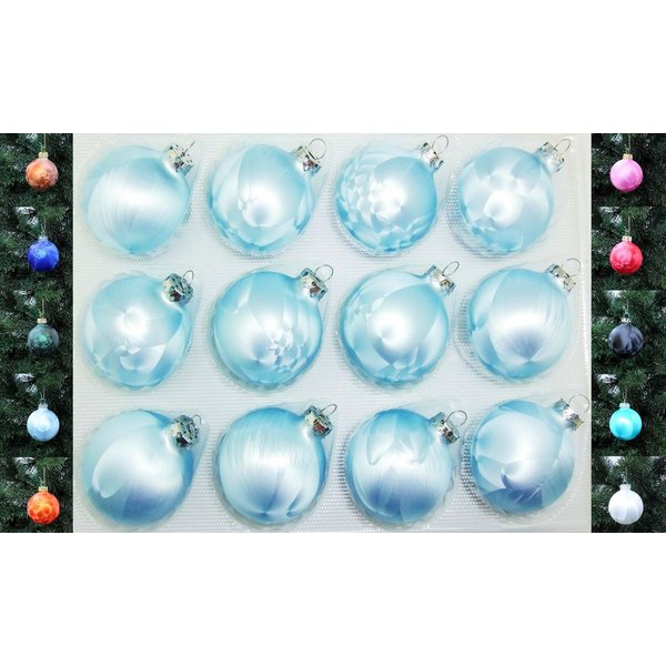 Thüringer Glasdesign Christbaumschmuck JACK 12x Glas Eislack Christbaumkugeln 6cm Thüringer Weihnachtskugeln, echt Glas, teilweise Handarbeit, inkl. praktischer