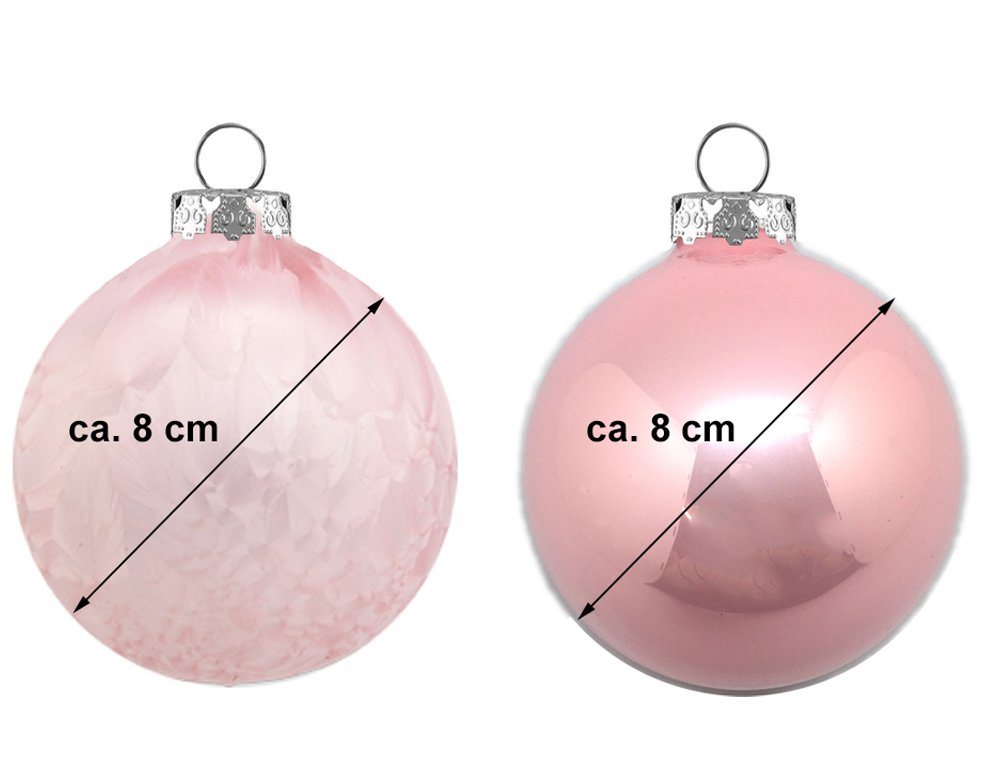 Thüringer Glasdesign Weihnachtsbaumkugel Weihnachtsbaumkugeln Eislack / Matt (6 Stück) Ø 8 cm - Christbaumkugeln Made in Germany (6 St), Aus Glas – Bild 3 von 3