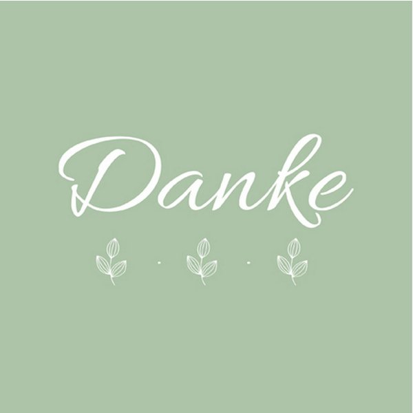 ti-flair Papierserviette, Servietten Papier 33x33cm Danke 20 Stück Grün / Weiß