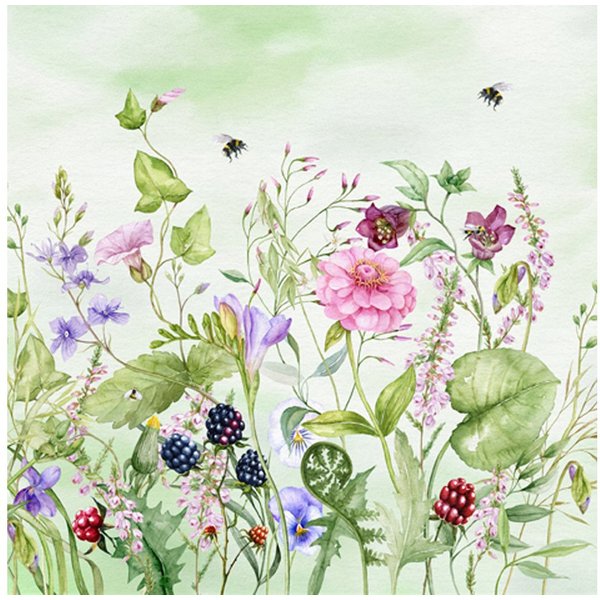 ti-flair Papierserviette, Servietten Papier 33x33cm 3-lag. mit Sommerwiese & Blumen 20 Stück