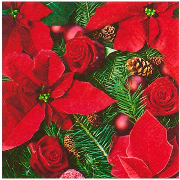 ti-flair Papierserviette, Servietten Papier 33x33cm Weihnachtsstern Motiv 20 Stück Rot / Grün