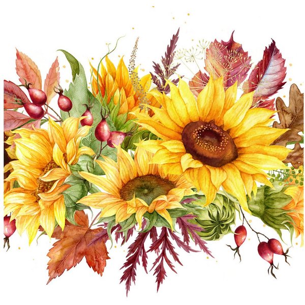ti-flair Papierserviette, Servietten Papier 33x33cm 3-lag. mit Herbststrauß Motiv 20 Stück