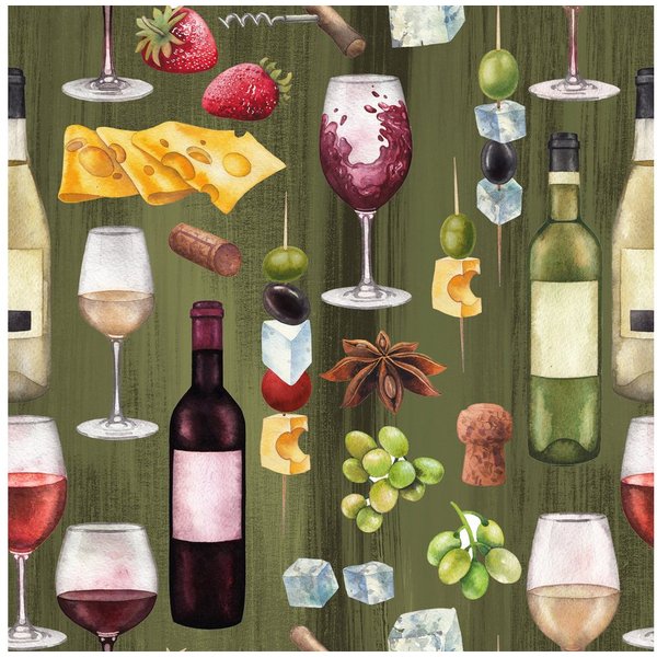 ti-flair Papierserviette, Servietten Papier 33x33cm 3-lagig Wein Käse & Oliven Motiv 20 Stück