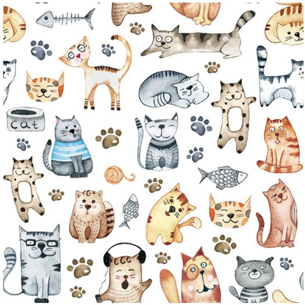 ti-flair Papierserviette, Servietten Papier 33x33cm 3-lagig mit Katzen Motiv 20 Stück Bunt