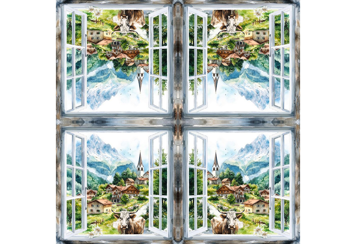 ti-flair Papierserviette, Servietten Papier 33x33cm 3-lagig mit Alpenblick & Kuh Motiv 20 Stück – Bild 2 von 2