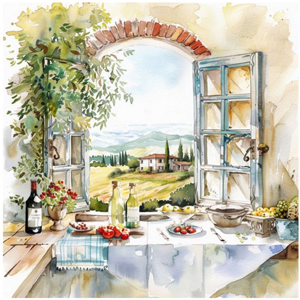 ti-flair Papierserviette, Servietten Papier 33x33cm 3-lagig mit Toskana Fenstermotiv 20 Stück