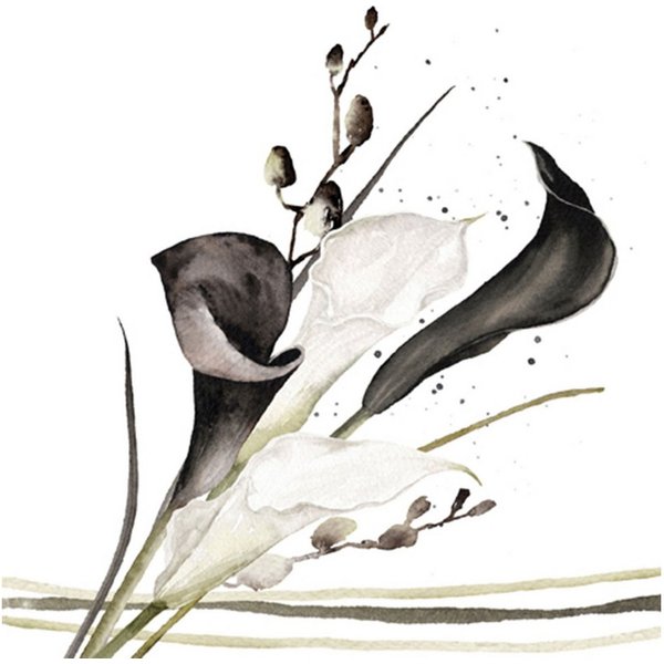 ti-flair Papierserviette, Servietten Papier 33x33cm 3-lagig Calla Blumen Motiv 20 Stück