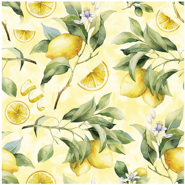 ti-flair Papierserviette, Servietten Papier 33x33cm 3-lagig Zitrone Motiv 20 Stück Gelb / Grün