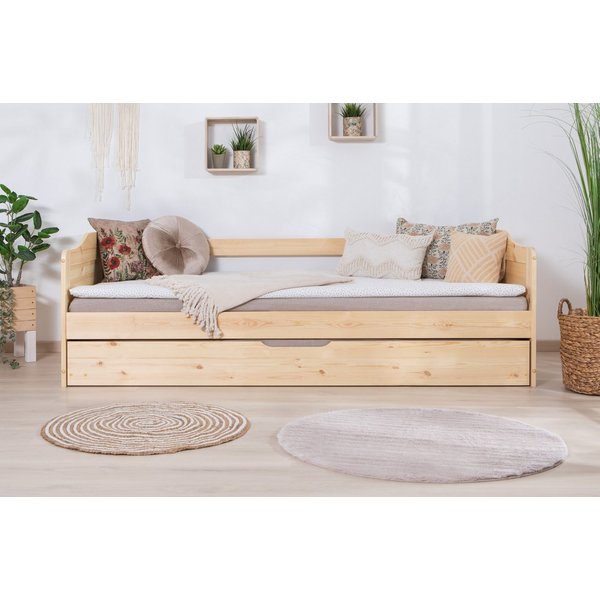 Ticaa Funktionsbett Melinda, Daybett, Jugendbett, 2 Schlafplätze, Schublade auf Rollen, FSC®-zertifizierte Kiefer, 2 Rollroste, Massivholz