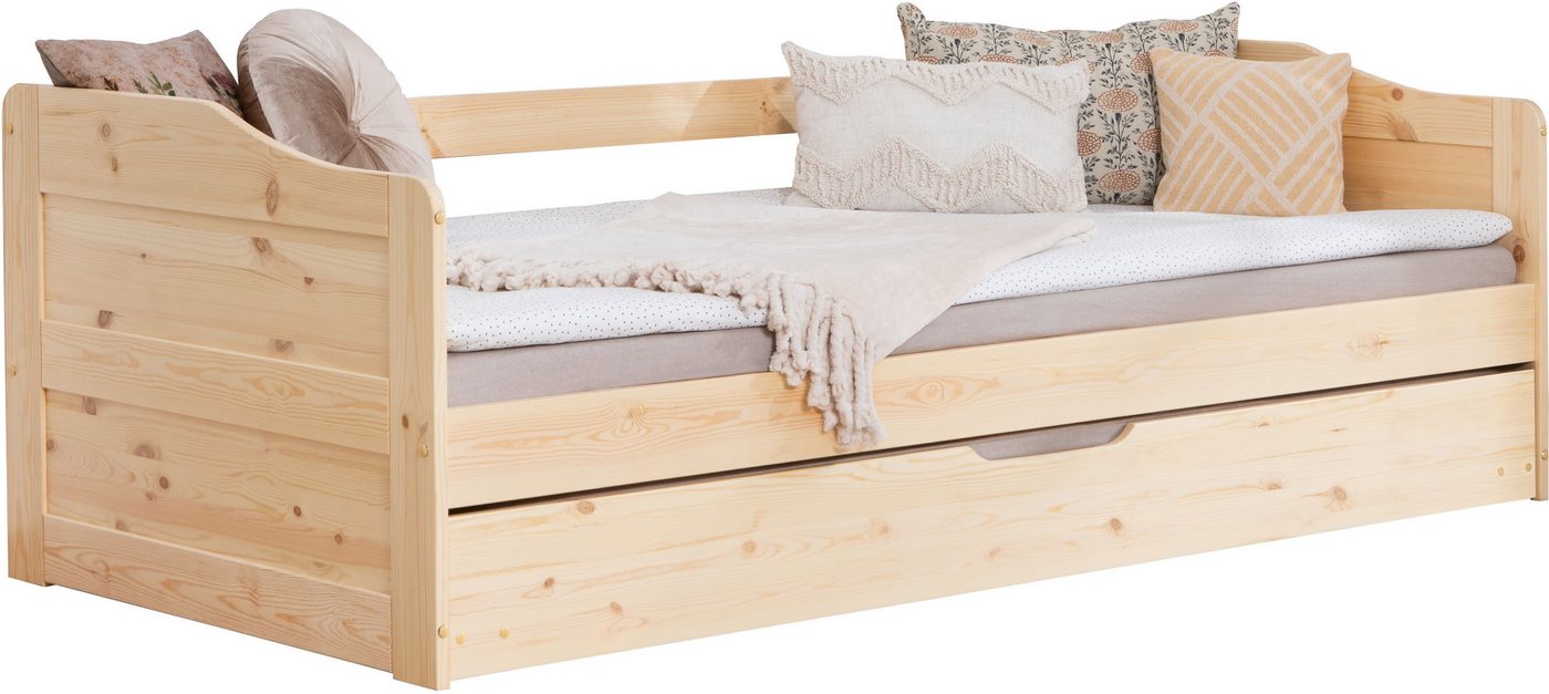 Ticaa Funktionsbett Melinda, Daybett, Jugendbett, 2 Schlafplätze, Schublade auf Rollen, FSC®-zertifizierte Kiefer, 2 Rollroste, Massivholz – Bild 2 von 5