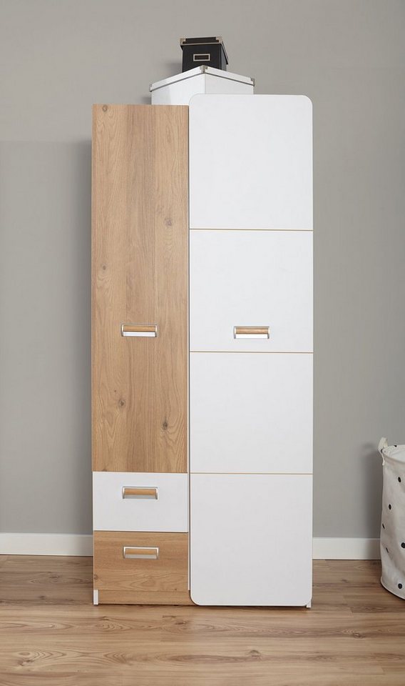 Ticaa Jugendzimmer-Set Lori, (Set, 6-tlg., Bett, Schrank, Schreibtisch, Standregal, Wandregal, Nachttisch), Bett + Schrank + Schreibtisch + Standregal + Wandreg – Bild 5 von 5