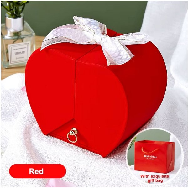 Kunstblume Echte Rose mit vierblättrigem Kleeblatt Kette Box in Rot, Tidy