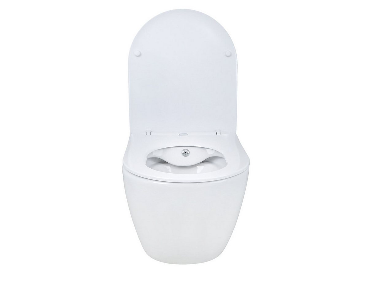 GEBERIT Tiefspül-WC GEBERIT-AL55800-SET, Spülrandloses Wand Hänge WC Set Taharet Toilette Randlos – Bild 4 von 5