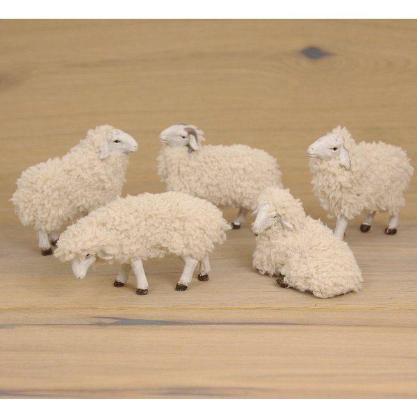FADEDA Tierfigur 5x FADEDA Wollschafe, Höhe in cm: 5,5