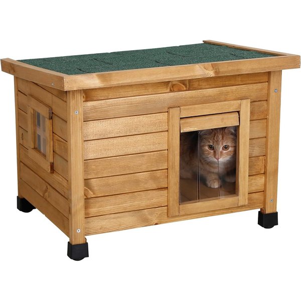 Kerbl Tierhaus Kerbl Katzenhaus Rustica aus Holz, Schwingtüre mit Lamellen