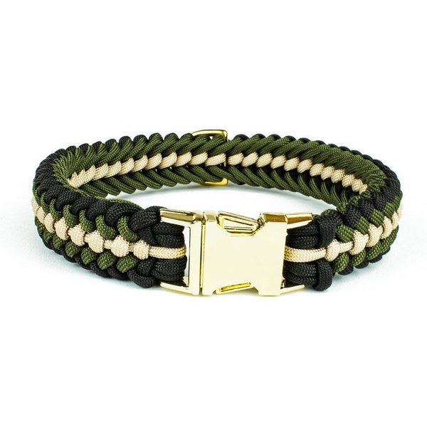 Tierluxe Hunde-Halsband Leo, Steckschnalle Schwarz, Paracord, Handgemacht, Schnellverschluss