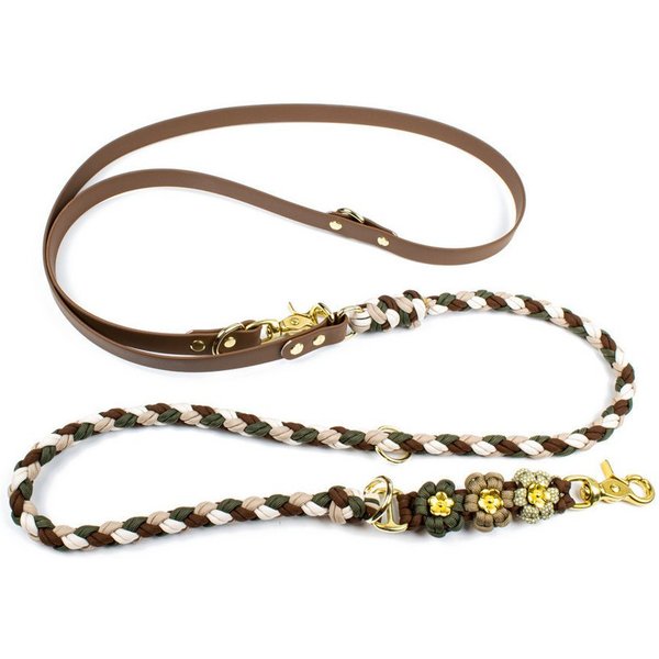 Tierluxe Hundeleine Blumen, Paracord, Biothane, Handgemacht