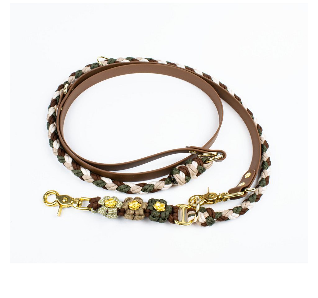 Tierluxe Hundeleine Blumen, Paracord, Biothane, Handgemacht – Bild 3 von 5