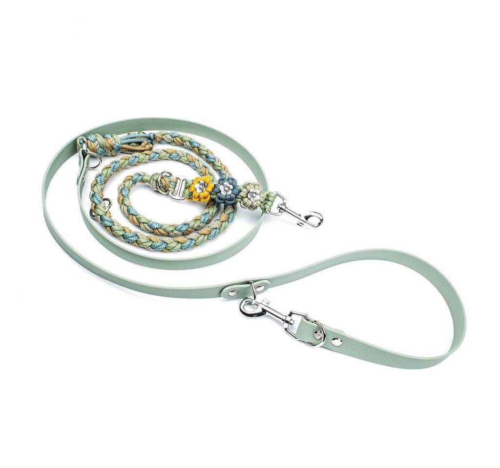 Tierluxe Hundeleine Blumen, Paracord, Biothane, Handgemacht – Bild 3 von 5