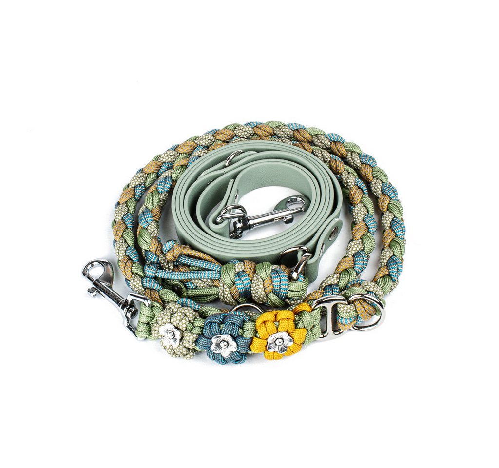 Tierluxe Hundeleine Blumen, Paracord, Biothane, Handgemacht – Bild 4 von 5