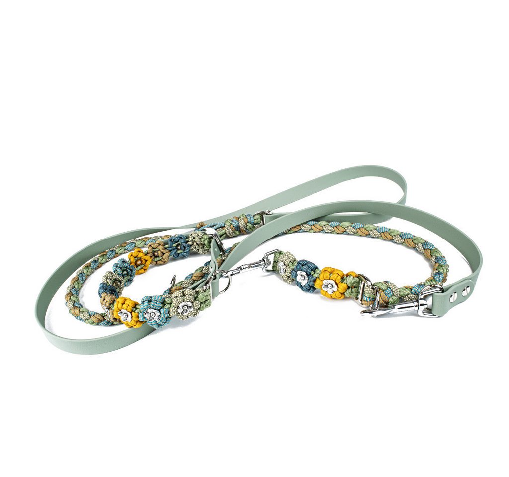 Tierluxe Hundeleine Blumen, Paracord, Biothane, Handgemacht – Bild 5 von 5