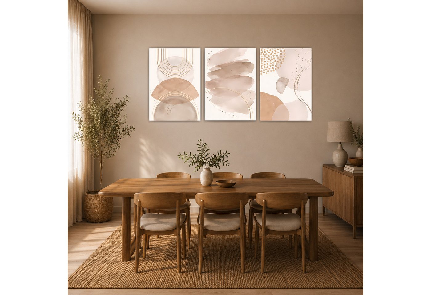 Tigerlino Poster Abstraktes Boho Poster 3er Set Beige Aquarell Moderne Wandbilder – Bild 3 von 5