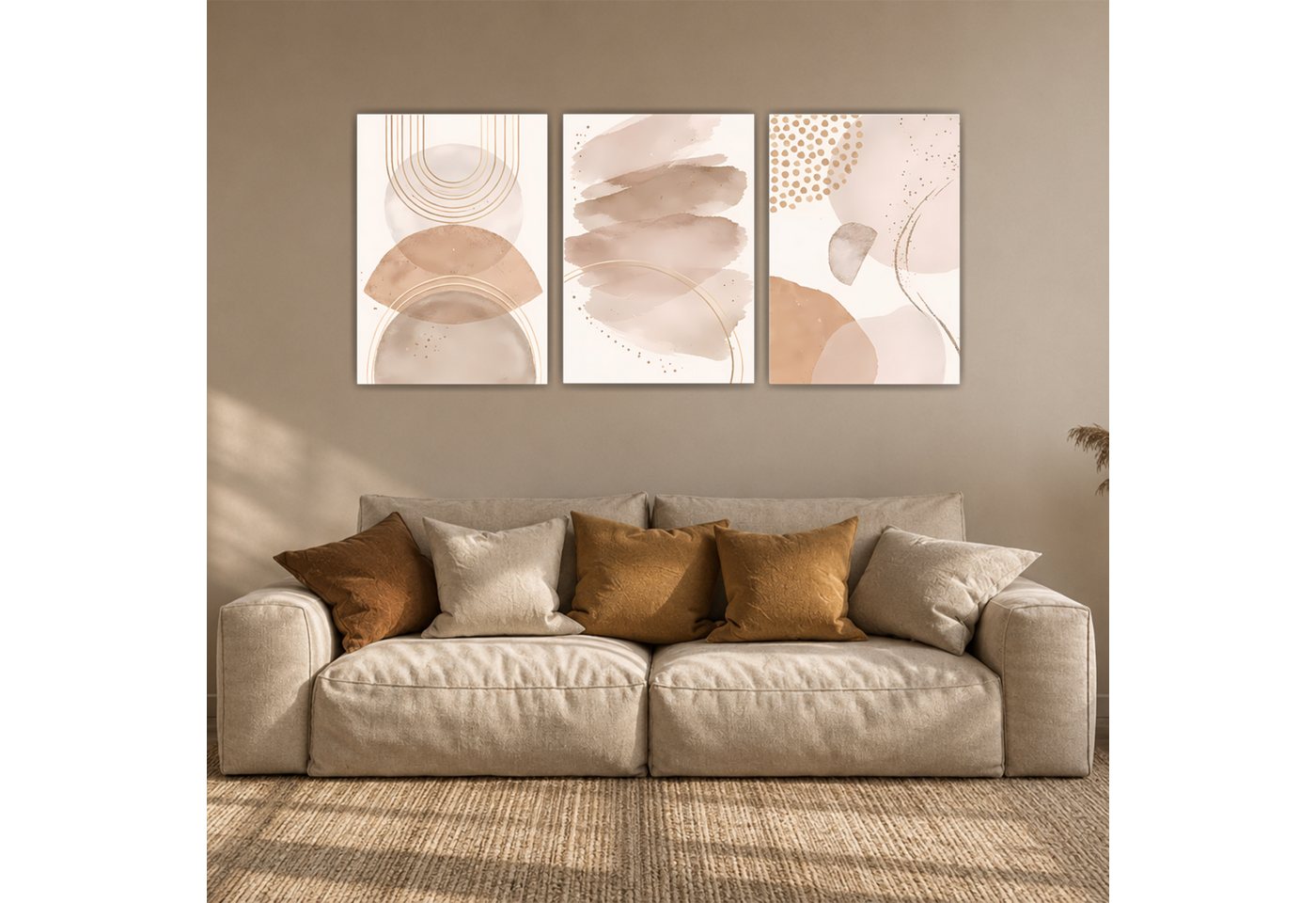 Tigerlino Poster Abstraktes Boho Poster 3er Set Beige Aquarell Moderne Wandbilder – Bild 5 von 5