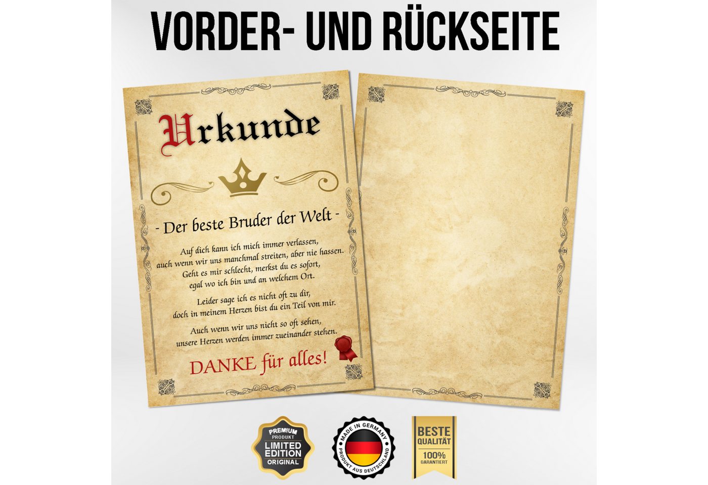 Tigerlino Poster Bester Bruder Urkunde Geschenkidee Bild Bruder Geschenk von Schwester – Bild 2 von 4