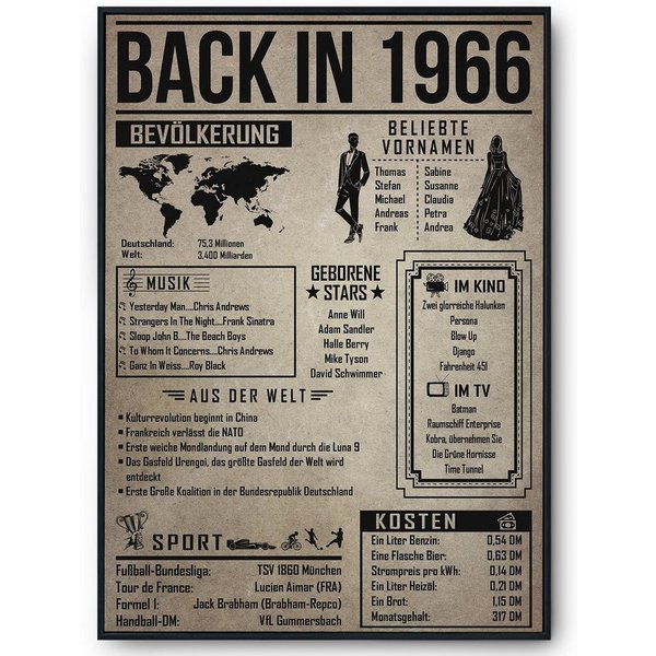 Tigerlino Poster Geschenk Männer Frauen, Geburtstag Rückblick Zeitreise Geschenkidee, 60. Geburtstag Jahrgang 1966, Bild