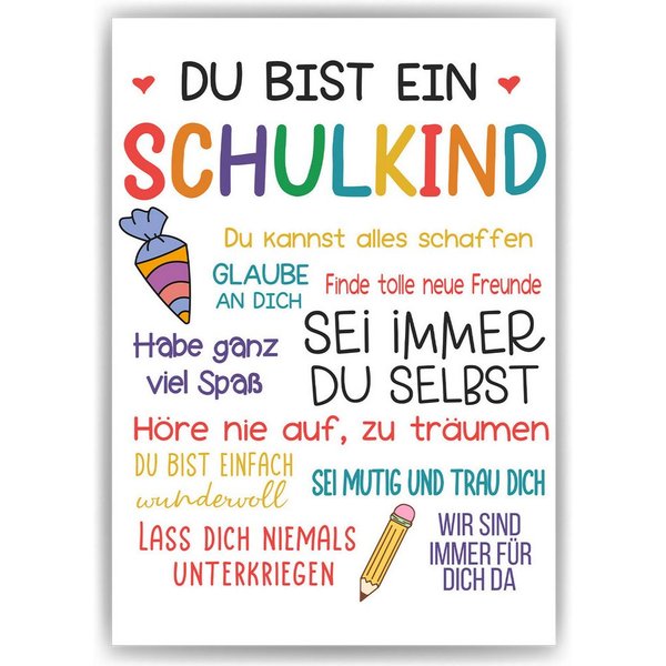 Tigerlino Poster Schulkind Geschenk Einschulung Mädchen Jungen Einschulungsposter
