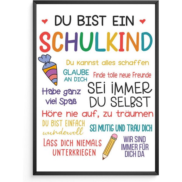 Tigerlino Poster Schulkind Geschenk Einschulung Mädchen Jungen Einschulungsposter