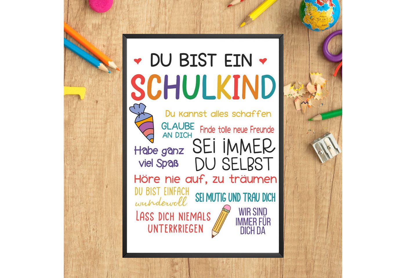 Tigerlino Poster Schulkind Geschenk Einschulung Mädchen Jungen Einschulungsposter – Bild 2 von 5