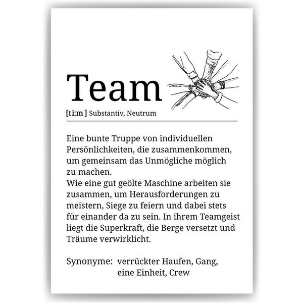 Tigerlino Poster Team Definition Kollegen Geschenk Arbeit Büro Dekoration Mitarbeiter, Abschiedsgeschenk Wertschätzung Arbeitskollegen