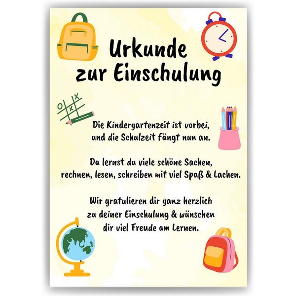 Tigerlino Poster Urkunde Einschulung Schulkind Geschenkidee Schulanfang Kindergarten