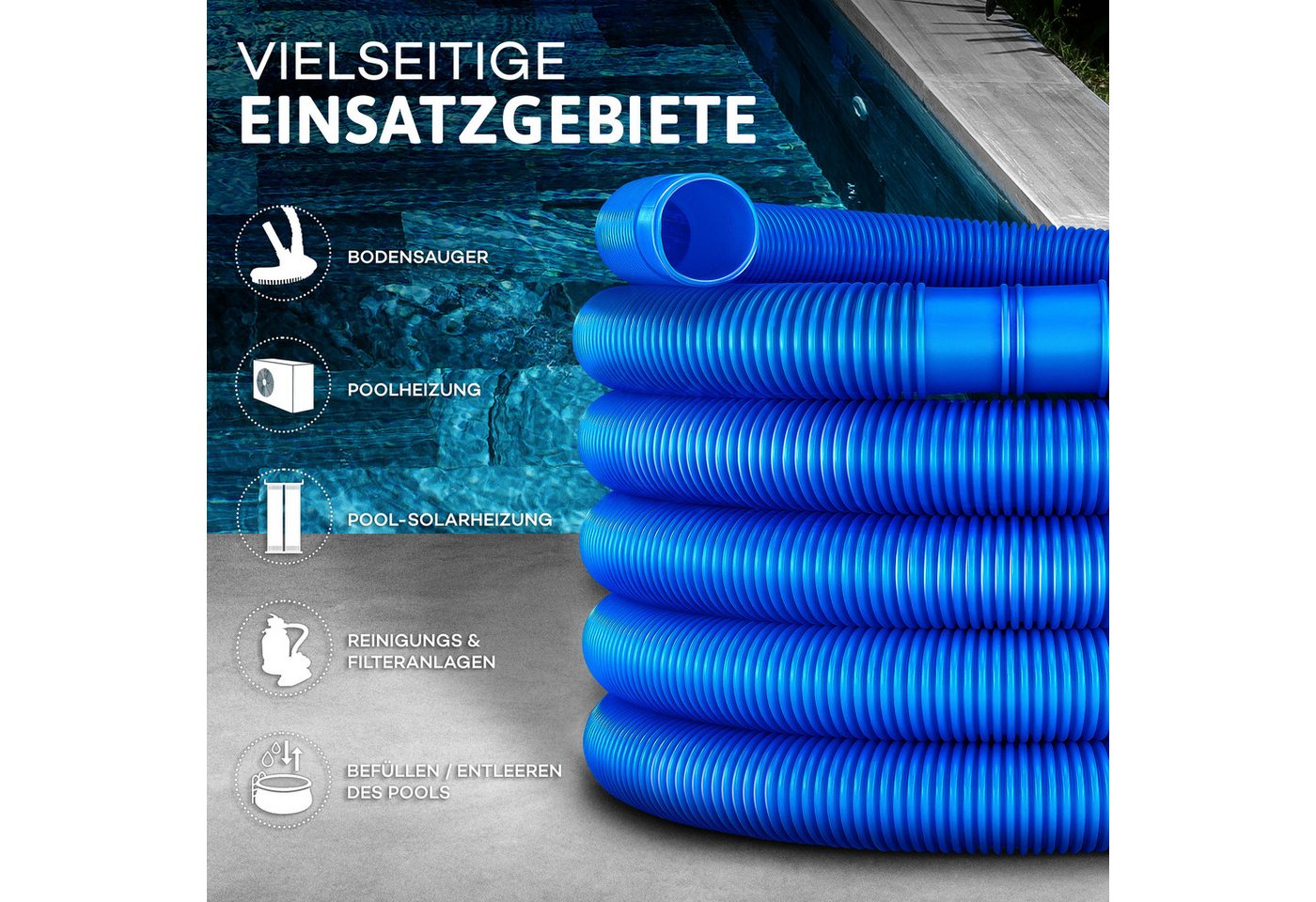 tillvex Poolschlauch Made in Germany, Schwimmbadschlauch mit Muffen, Solarschlauch Pool, Saugschlauch Schwimmbecken, Pumpenschlauch – Bild 2 von 5