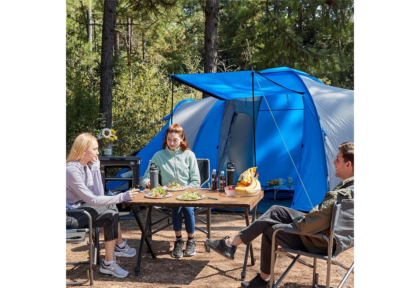 TIMBER RIDGE Campingtisch Klappbar Tisch, 100 kg Tragkraft & höhenverstellbar Ultraleichtes Alu (1-St), aus rostfreiem Aluminium, 109x71×69cm – Bild 2 von 5