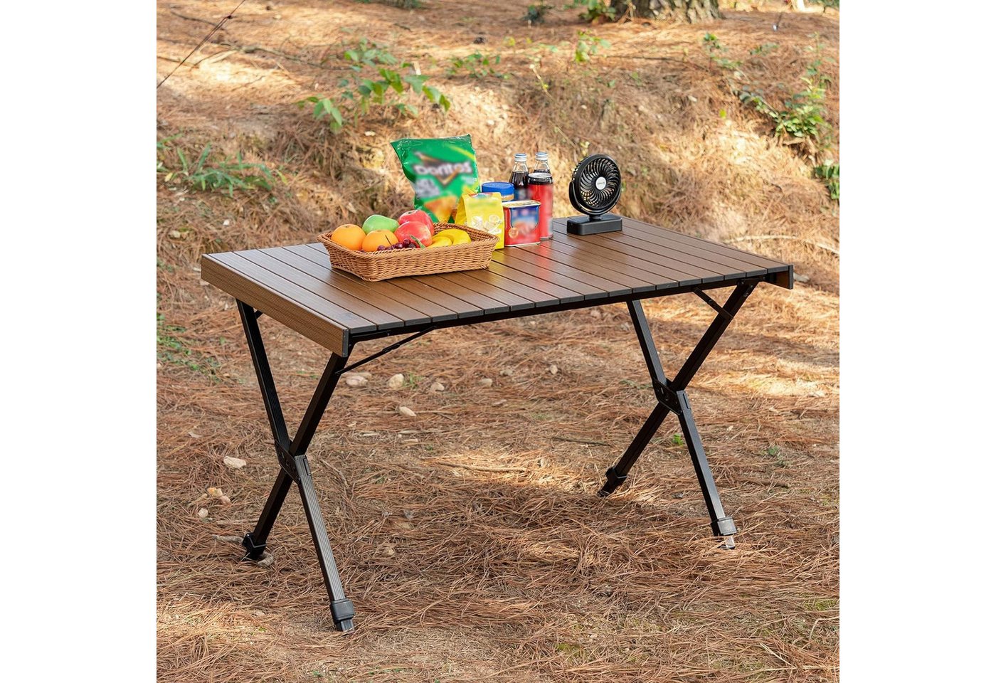 TIMBER RIDGE Campingtisch Klappbar Tisch, 100 kg Tragkraft & höhenverstellbar Ultraleichtes Alu (1-St), aus rostfreiem Aluminium, 109x71×69cm – Bild 4 von 5