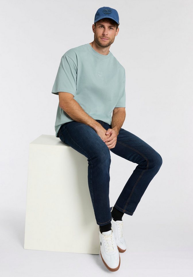 Timberland T-Shirt HAMPTHON Tonal Stack Logo Tee mit Rundhalsausschnitt, aus Baumwolle – Bild 3 von 5