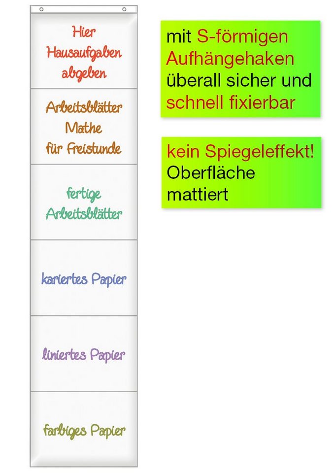 TimeTEX Dokumententasche Hänge-Orga-Taschen A4, 6 Einstecktaschen Querformat, mit Haken (1-tlg) – Bild 2 von 2