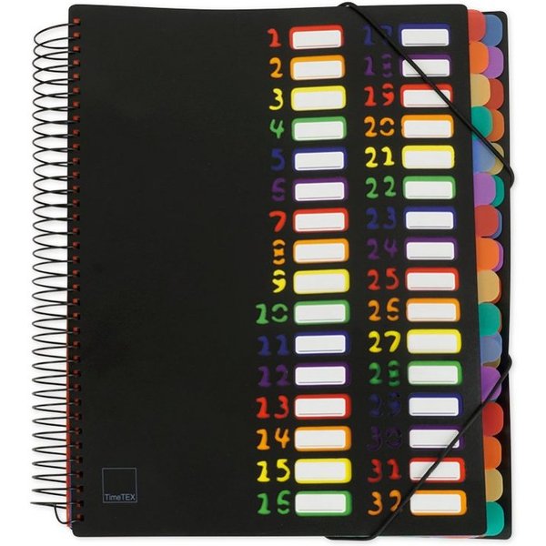 TimeTEX Fächermappe Tisch-Fächermappe 1-32 A4, farbig mit Verschlussgummi