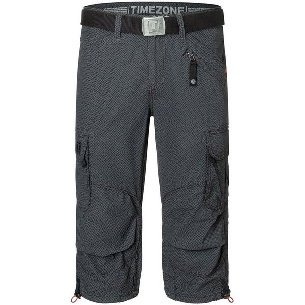 TIMEZONE Cargoshorts Kurze Capri 3/4 Länge mit Cargotaschen für Herren Baumwolle Regular Fit unifarben wärmend Schnüren