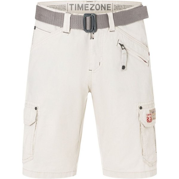 TIMEZONE Cargoshorts Kurzes Design Cargo Regular Mid Waist für Herren Baumwolle Regular Fit unifarben elastisch Reißverschluss