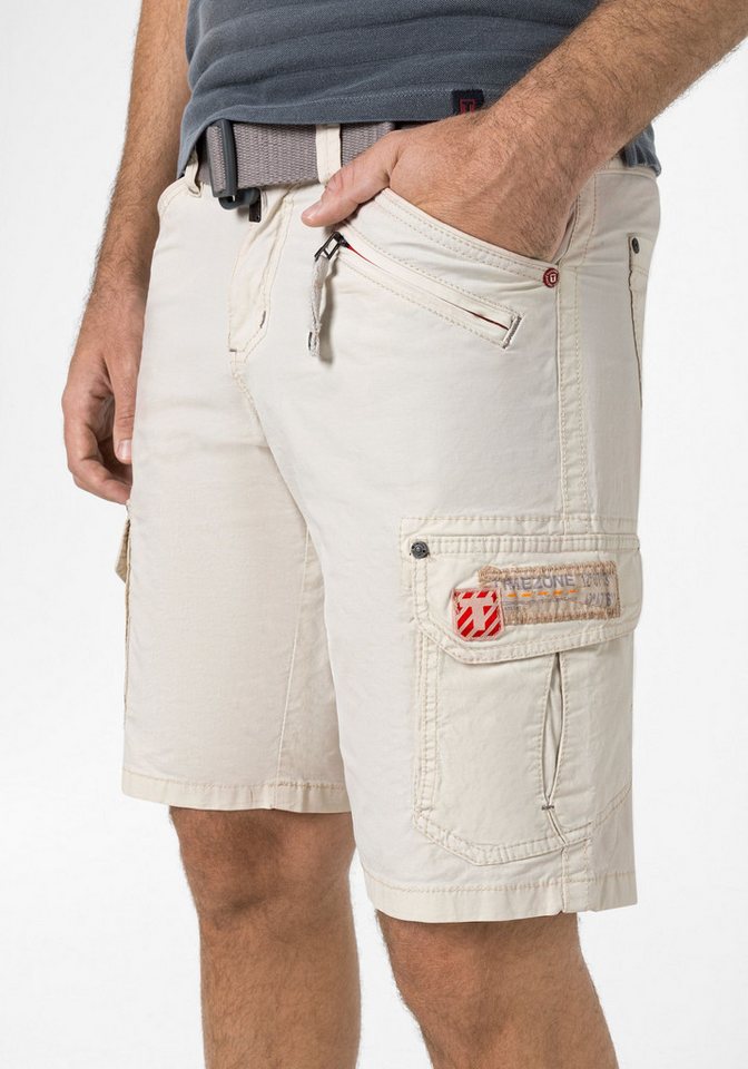 TIMEZONE Cargoshorts Kurzes Design Cargo Regular Mid Waist für Herren Baumwolle Regular Fit unifarben elastisch Reißverschluss – Bild 4 von 5